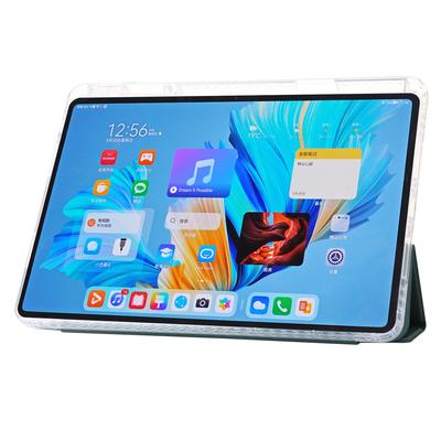 For Huawei MatePad 11.5 S (2025)/MatePad 11.5 S Case Tri-Fold Stand PU Leather+TPU+Clear Acrylic Tablet Cover -  Blackish Green