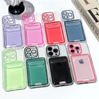 Luxury Wallet Card Holder Transparent Case for iPhone17 16 15 14 Plus 13 12 11 Pro Max Photo Pocket Soft Silicone Shockproof Cover