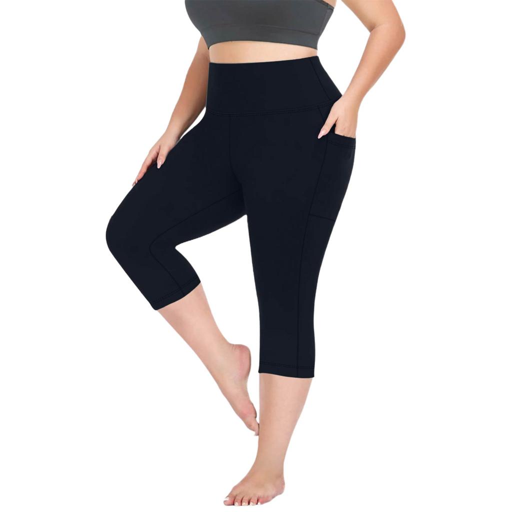 Women's Fashionable Casual Plus Size Athletic Leggings With High Waist And Butt-Lifting Effect 7/8 Length Yoga Shorts
