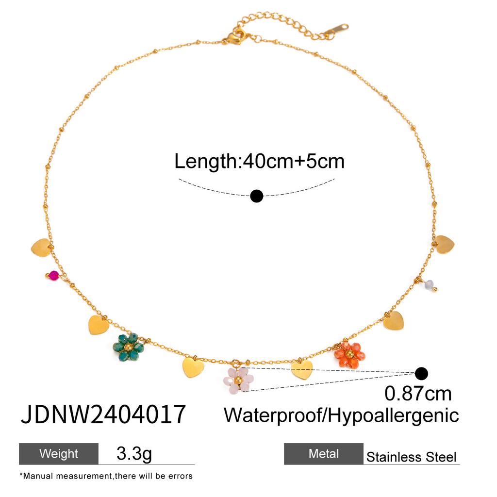 Uworld Temperament Heart Pendant Chain Necklace for Women Stainless Steel Stylish Choker 18 K Jewelry Waterproof Party Gift