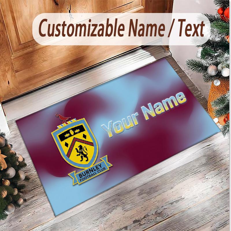 Personalized Crystal Velvet Carpet Burnley Football Pattern Non Slip Floor Rug