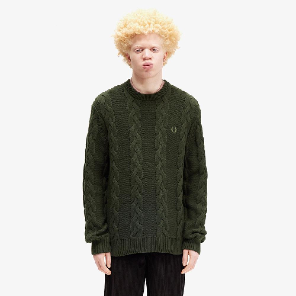 

Fred Perry [sharp] Chunky Cable Knit Sweater Hunting Green Afpm2438562 408 L