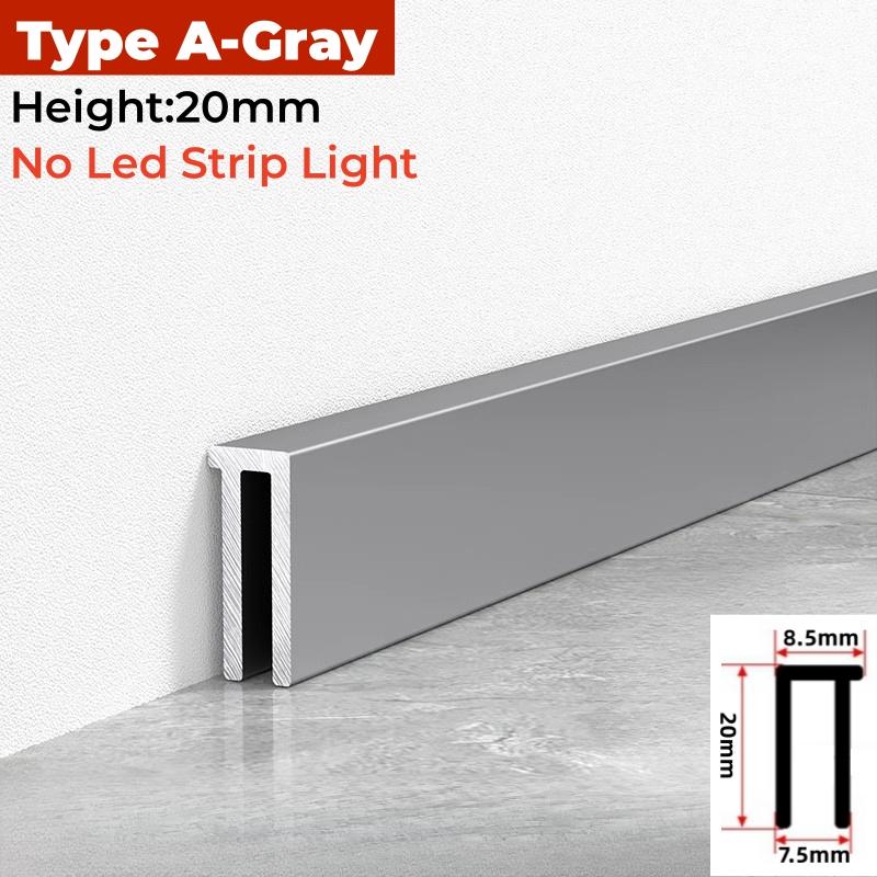 

H20mm Супер узкий светодиодный плинтус Алюминиевые профили Встраиваемый скрытый плинтусный канал Силиконовый рассеиватель Настенная полоса света 0.5mX10pcs