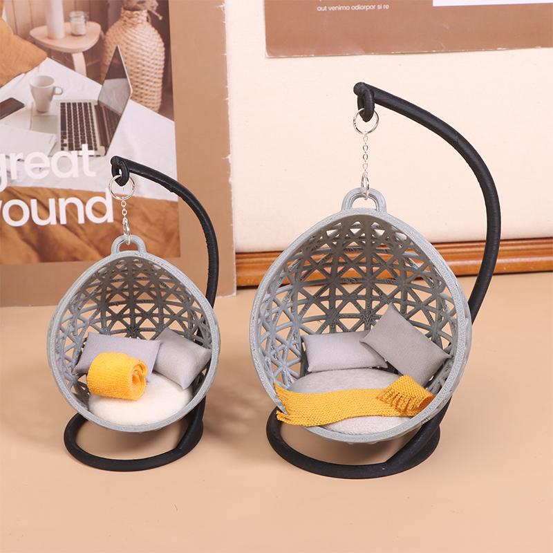 1 Sett Babymodell Håndverk Miniatyr Hengekøye Husoppsett Rekvisitt DIY Huske Stol Dukkehus Leker Dekorasjon