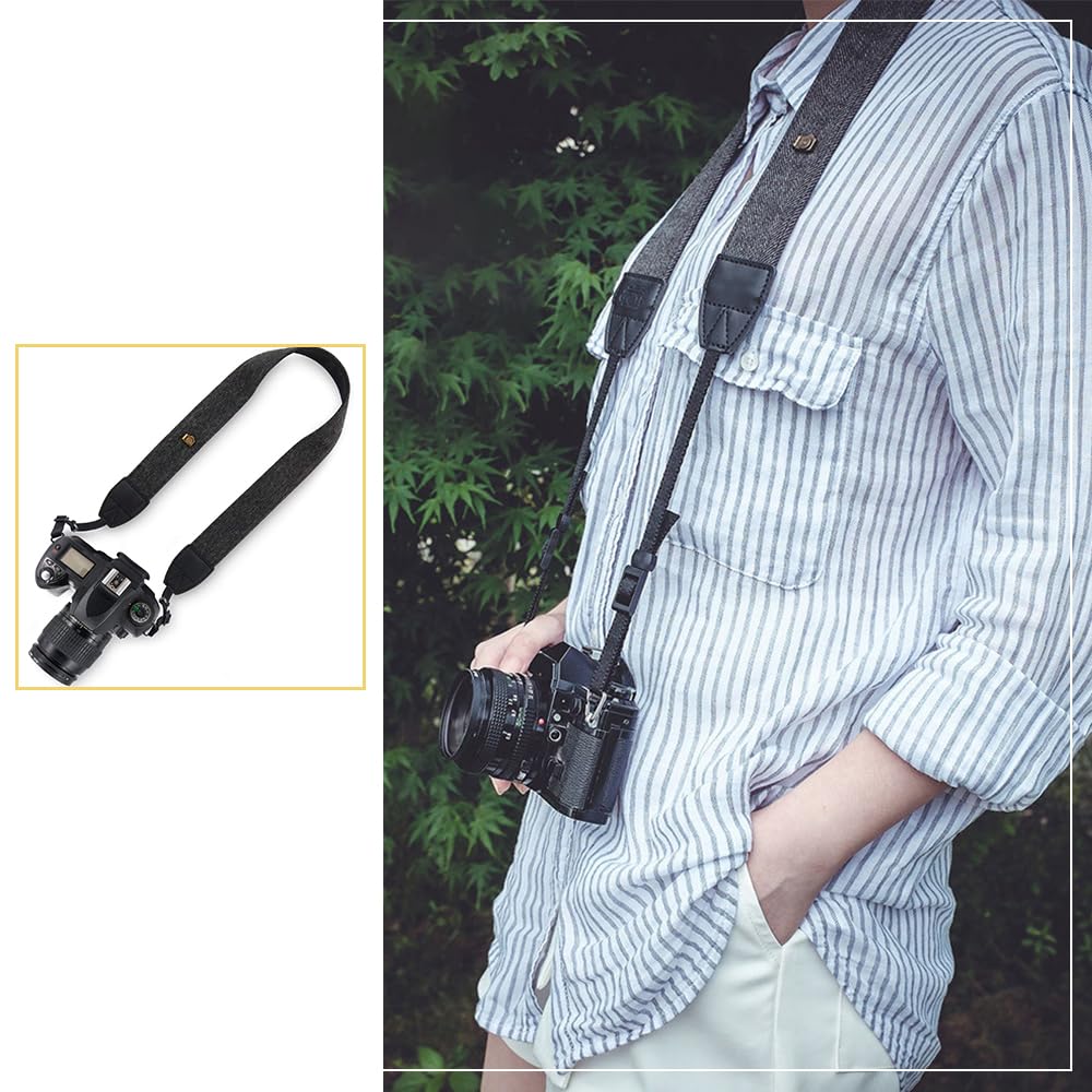 Camera Shoulder Neck Strap with Connection Adjustable for Compact Digital [DFsucces] Adapter, Length, Non-Slip Series, SLRs, High-End Cameras,