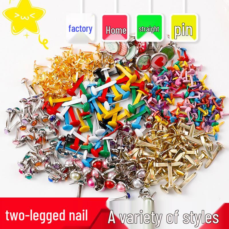 Colorful Children's Handmade Double-Legged Split Brad Nails for DIY Decoration