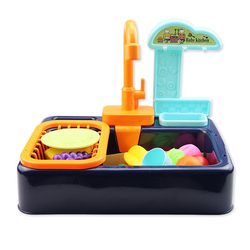 Children's Pretend Play Electric Sink with Circulating Water and Vegetable Washing Features