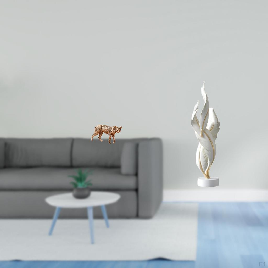 Brass Animal Feather Sculpture Figurine Creative Modern Art Collectable Resin Gift Antique