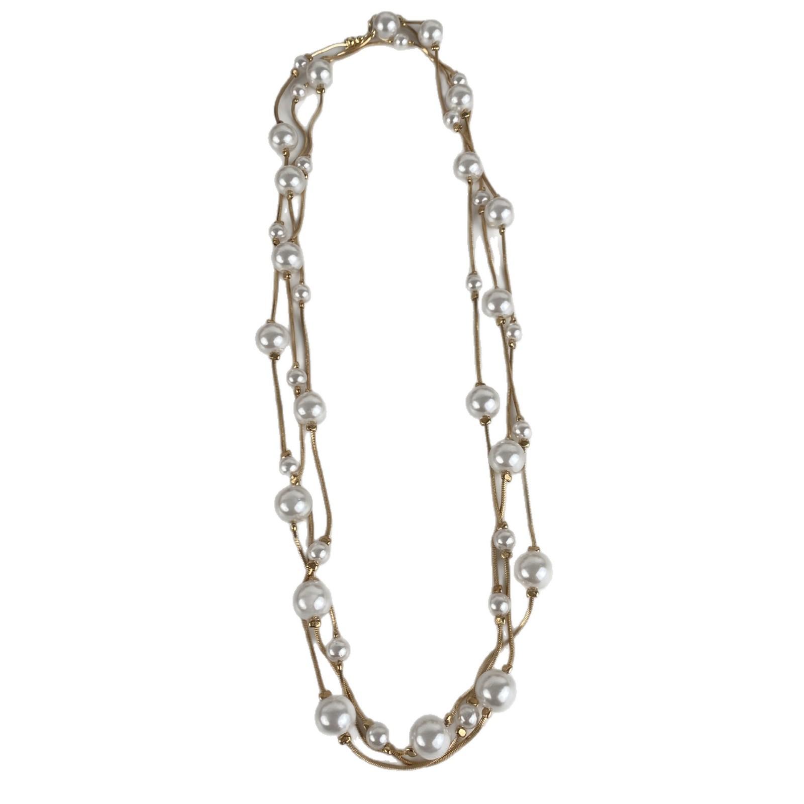 

Multi-layer pearl stacked necklace girls 1111 new fashion collarbone chain light luxury high temperament dress accessories