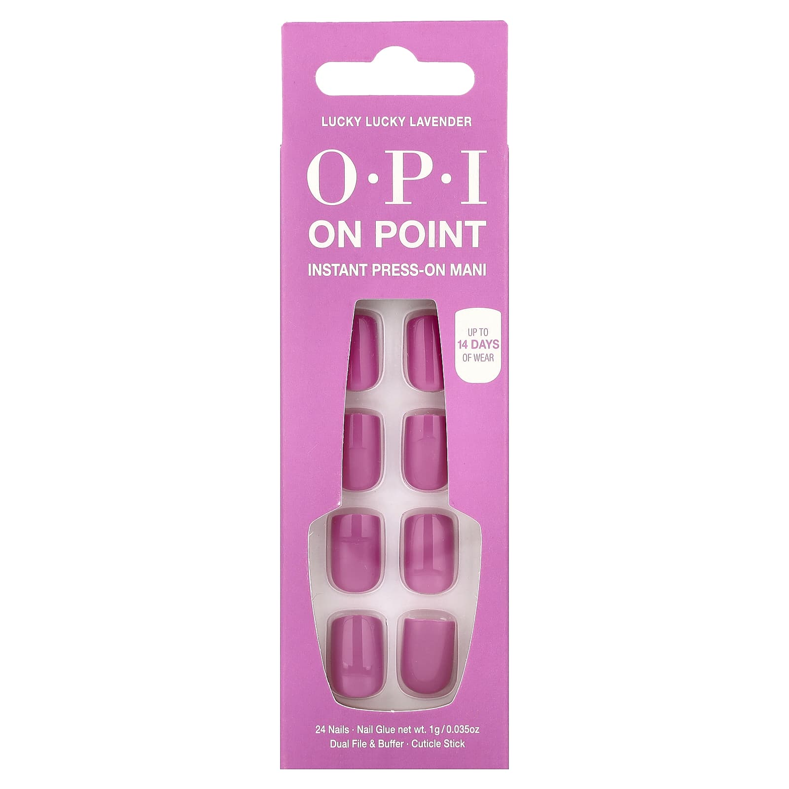 

OPI, On Point, Instant Press-On Mani, Short Length, Lucky Lucky Lavender, 27-piece kit
