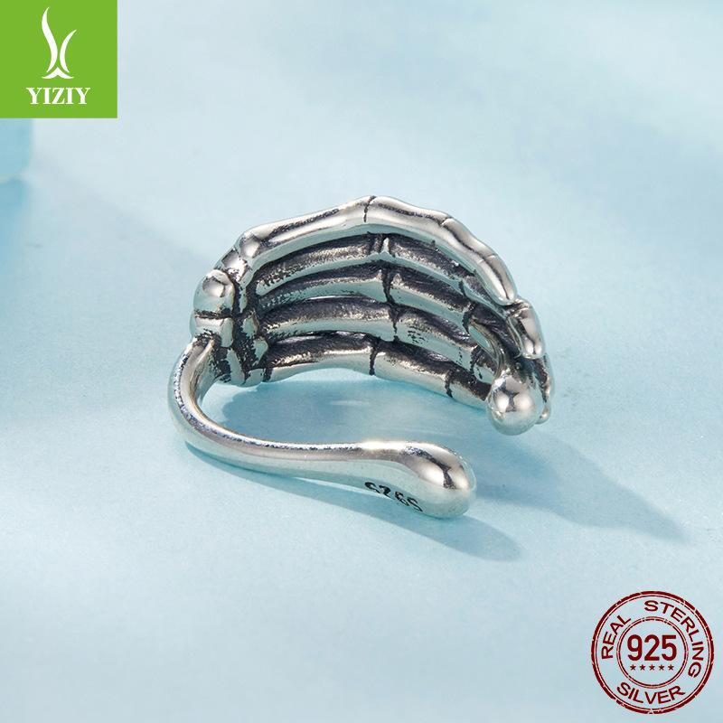 Mysterious Skeleton Hand Ear Bone Clip Without Ear Piercing, Fashionable Personalized S925 Sterling Silver Ear Bone Clip Earrings