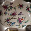 Classical Blue Flower Pattern Fruit Bowl Storage Trays Snack Dessert Plate High Footed Fruits Plate Coffee Table Fruits Tray