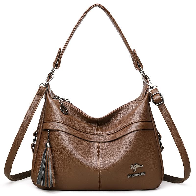 Women's Tassel Messenger Bag Soft Leather Mother Bag Shoulder Bag