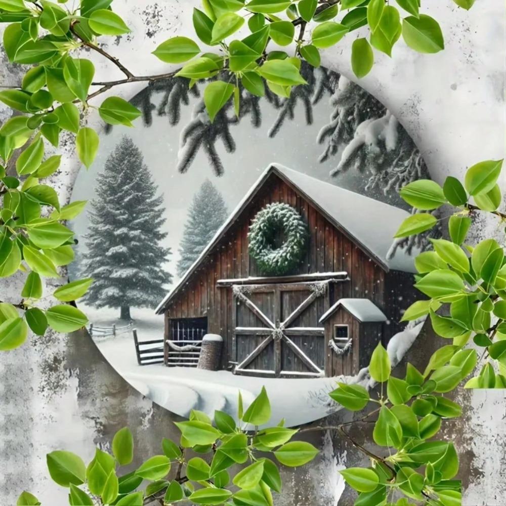 Round Metal Wall Decor Rustic Winter Barn Art Bar Cafe Club
