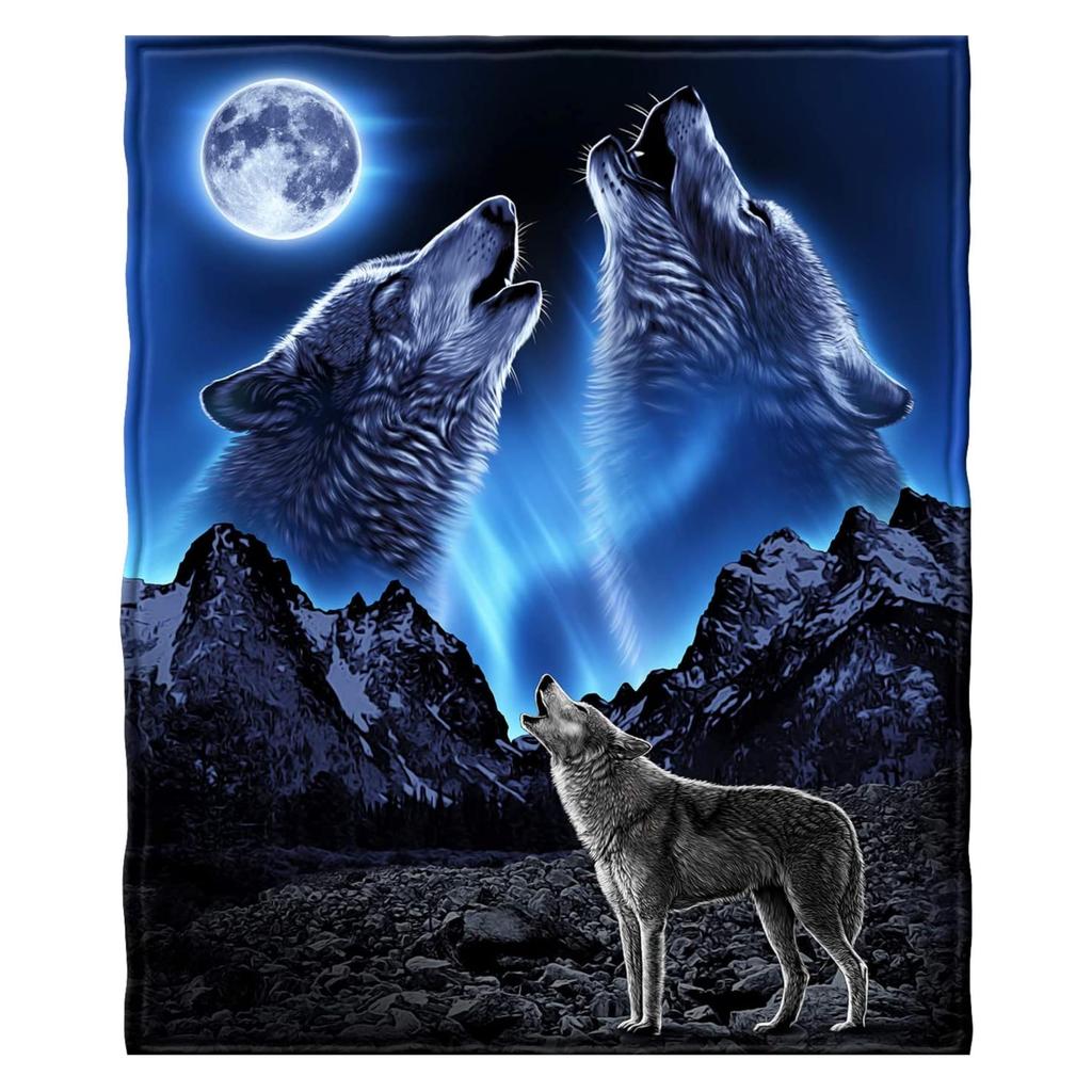 Wolf Deken Wilde Dier Wolf Print Fleece Deken Zacht Lichtgewicht Warm Flanellen Plaid voor Beddengoed Bank Tweepersoons King