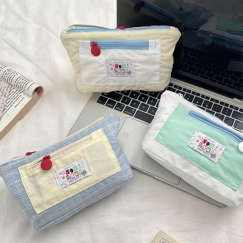 Cute Canvas Pencil Case Cute Multi Functional Large Capacity Stationery Organizer Storage Bag Student Pen Bag Makeup Bag