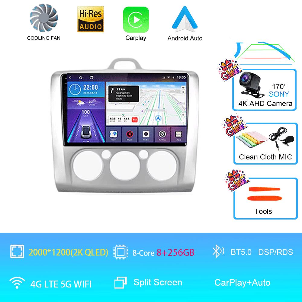 Car Radio Android 14 Auto Carplay WiFi For Ford Focus 2 3 Mk2 Mk3 2004 2005-2011 4G Multimedia GPS Navigation 2 Din Autoradio BT