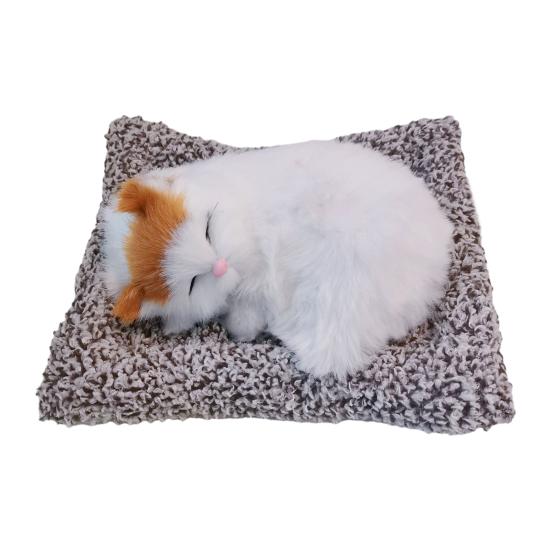 Sleeping Cat Plush Toy with Soft Faux Fur Bamboo Charcoal Bag Air Purifier Car Decor Realistic