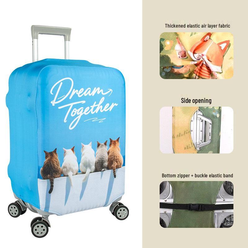 Maßgefertigter elastischer Gepäckschutzbezug mit Digitaldruck, verdickte Luftschicht für Reise-Trolleykoffer