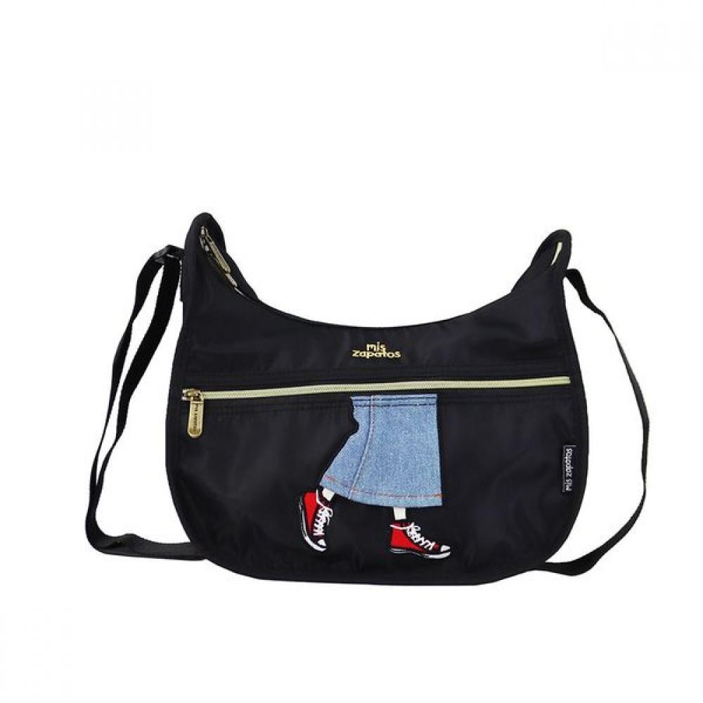 

Misope Daily CrossBody Bag Black Long Skirt Sneakers B 7392 Bk F