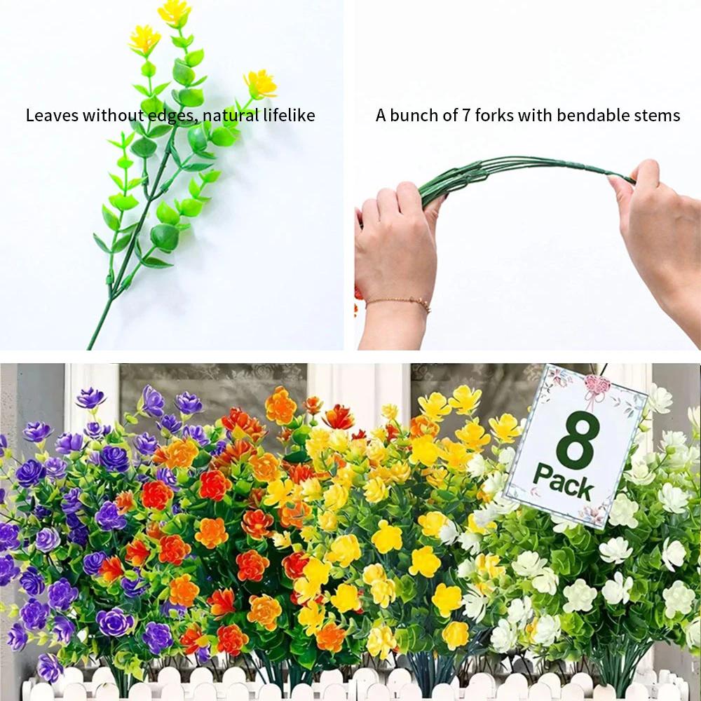 1Bundle Artificial Flowers Outdoor Greenery Shrubs Plants Fake Flower Wall For Office Home Living Room Wedding Garden Decoration