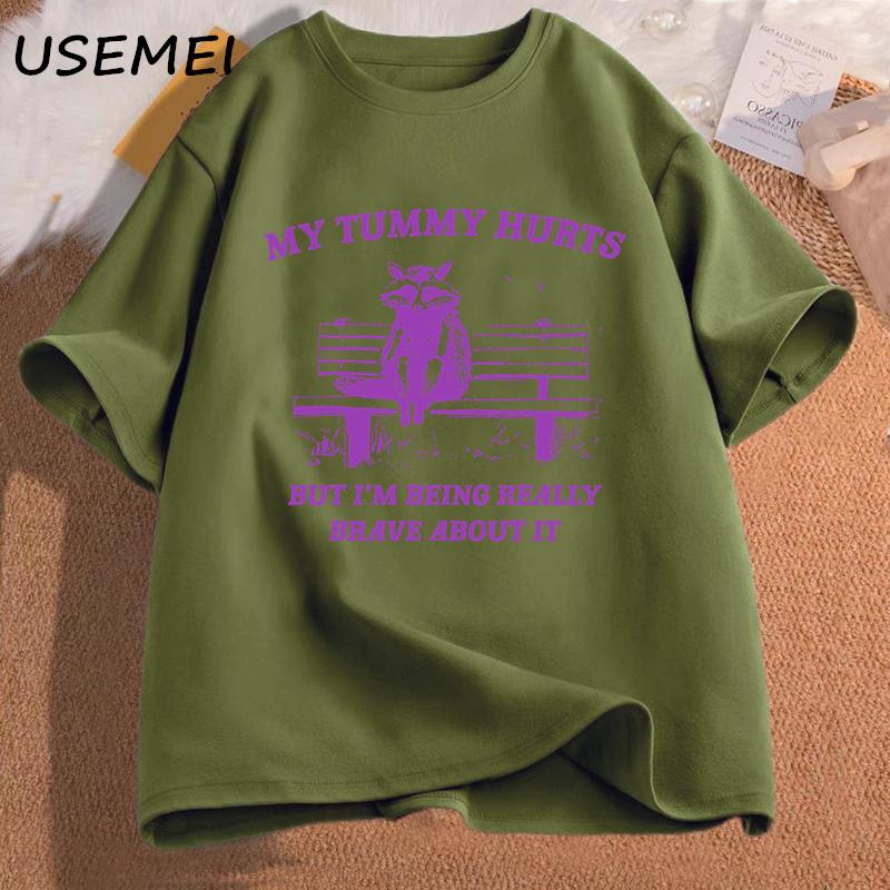 Unisexs Tshirt My Tummy Hurts But Im Being Really Brave About It Tshirts Funny Graphic Meme Racco Graphic T Shirts Unisex Clothes