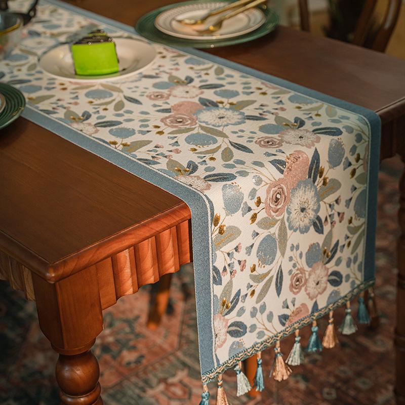 American Retro Jacquard Table Runner Dining Table Cloth Tea Table Cabinet Decorative Strip