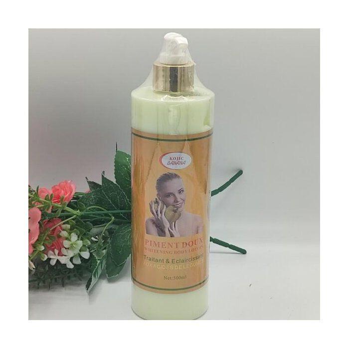 Lait Piment Doux 500ml – Aux Acides de Fruits | Exfoliant Doux &amp; Éclaircissant pour une Peau Sublime | Banane Jaune