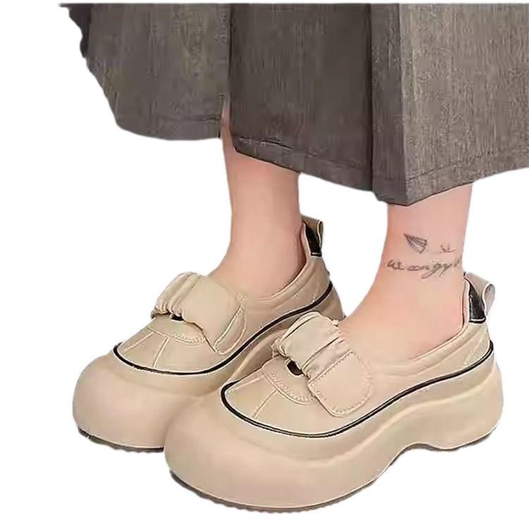 Popular retro single shoes women's autumn 2025 new one-pedal lazy breathable single shoes platform casual sneakers