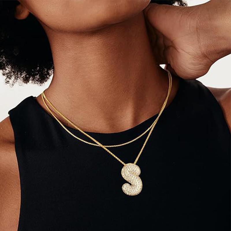 Creative Bubble Letter Necklace Initial Pendant Necklaces For Women Girls Personalized Exquisite Necklace Jewelry Gifts