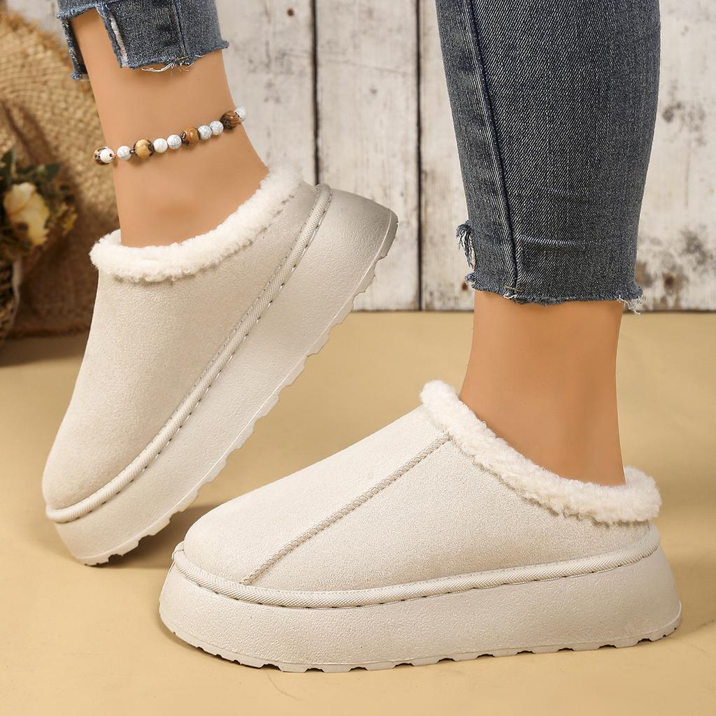 Fashion Winter 2025 Warm Fluffy Woman Slippers Soft Bottom Non Slip Thick Plush Clogs Women Casual Platform House Inddor Shoes Slides
