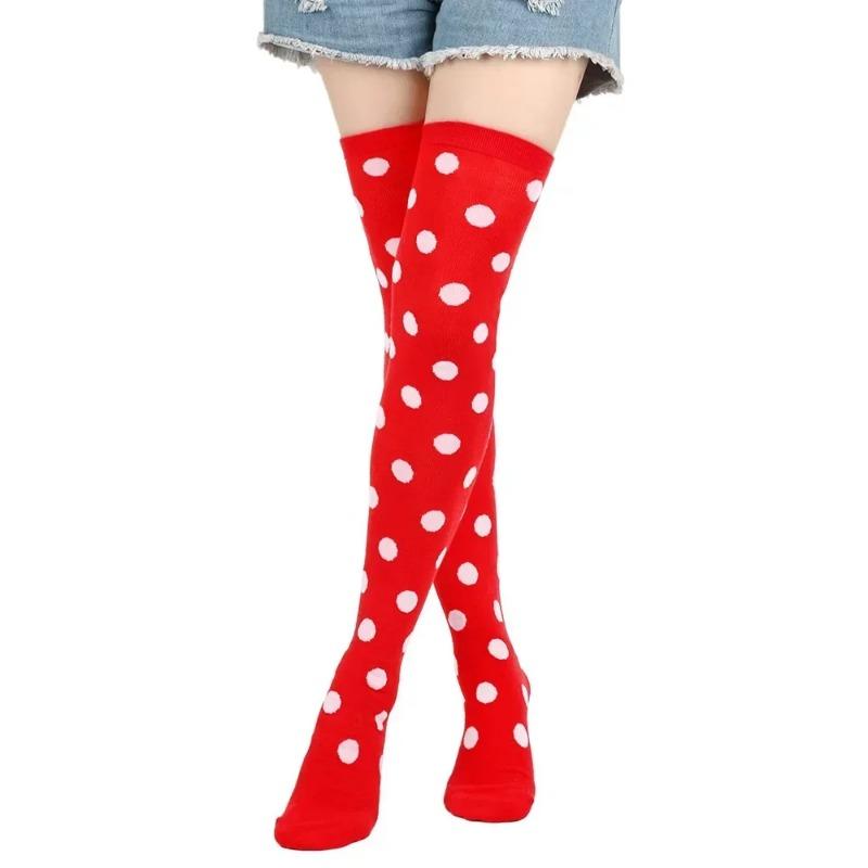 Long Socks Womens Over Above Knee Striped Thigh High Stockings Polka Dot Ladies Black White Pink Cosplay Lolita Harajuku Y2k