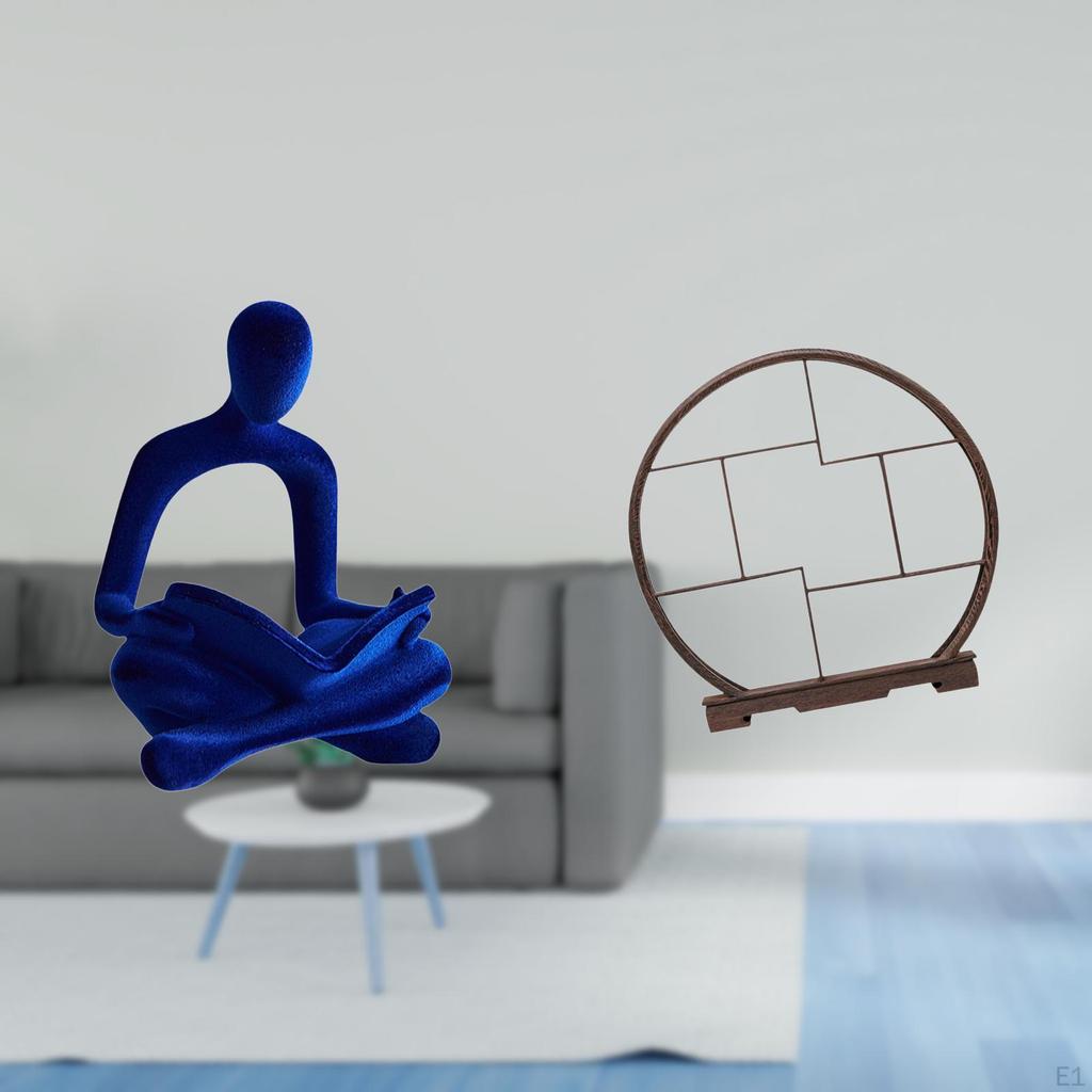 Abstract Thinker Figurine Sculpture And Wood Display Stand Combination for Office Bar Wedding Home