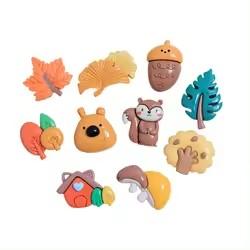Kawaii Style Autumn Squirrel Mushroom House Mappe Leaf Theme Resin Cabochons Artificial Souvenir