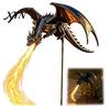 Decorative Patio Yard Art Solar Dragon Garden Stake Light with Breathing Flame Fiber Optic Effects, Metal Waterproof Bronze Stakes Powered for