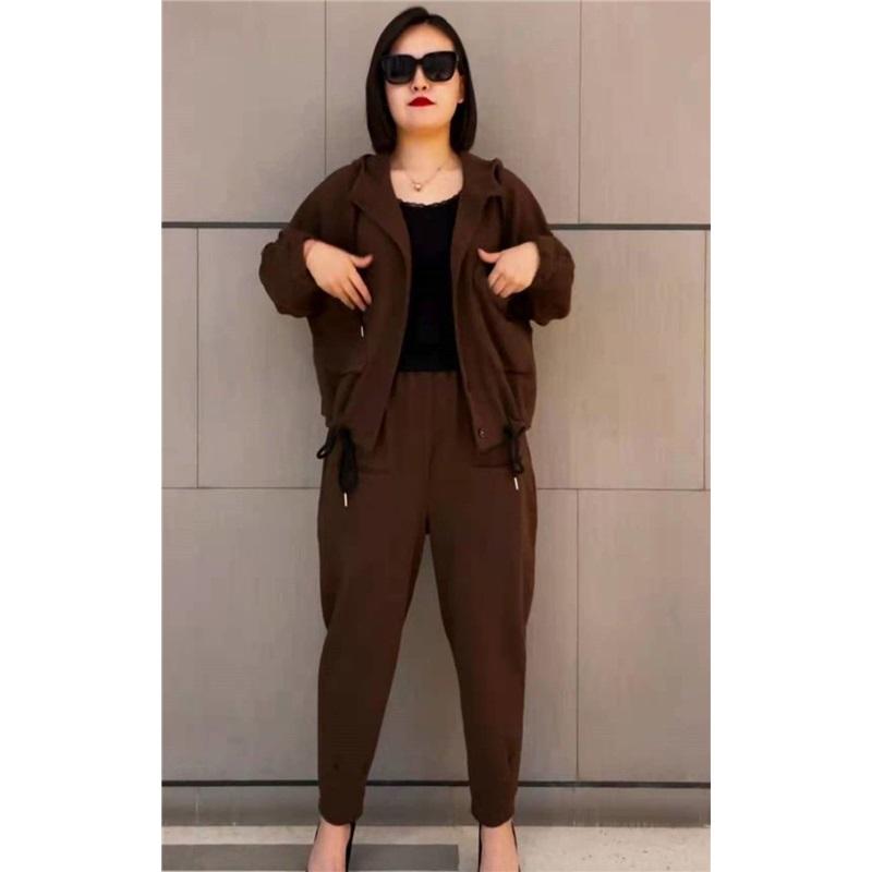 Women's 2Pcs Casual Tracksuit Long Sleeve Button Jacket Elastic Waist Jogger Pants Loose Fit Loungewear Set