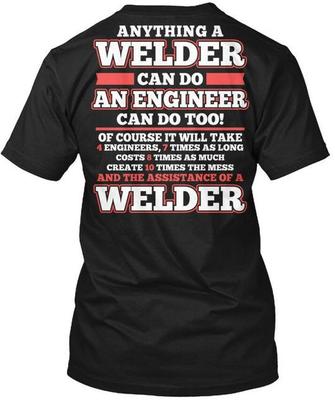 Camiseta de Ingeniero Vs Soldador Hecha en EE. UU. Tallas S a 5XL