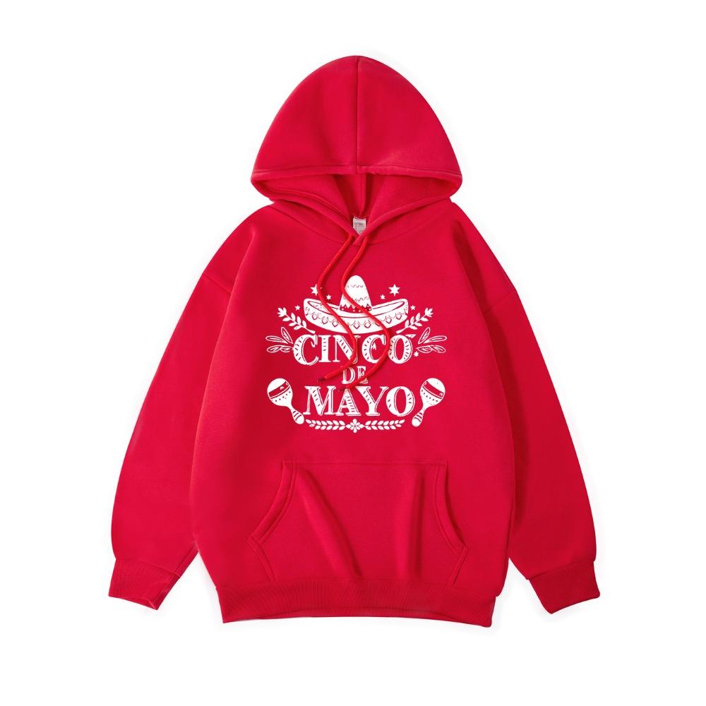 Mexico Cinco De Mayo Printing Hoodie Womens Basics Sporty Hooded Fleece Warm Soft Pullovers Casual Pocket Womans