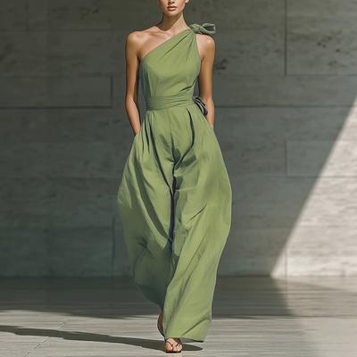 Vêtements d'été pour femmes européennes et américaines sans manches bretelles taille pantalon large jambes style vacances combinaison