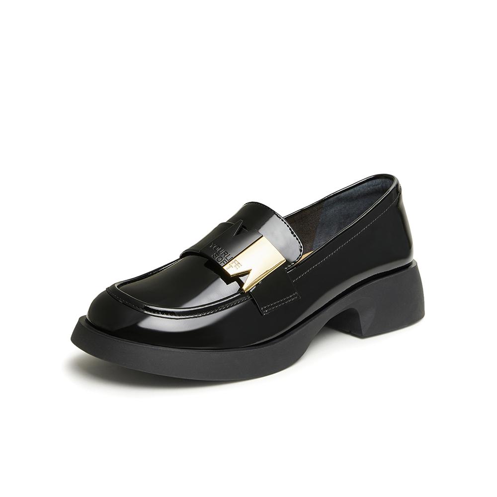 Bestu 25 Spring Fashion Metal Buckle Loafers Thick Heel Women's Single Shoes DC918AA5