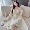 Ice Silk Suspender Nightdress Women's Summer 1011 New Open Back Beautiful Back Pure Desire Wind Nightdress Loungewear with Chest Pad Pajamas