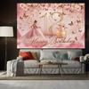 2D Pink Gold 18th Happy Birthday Backdrop Banner with Butterflies & Roses