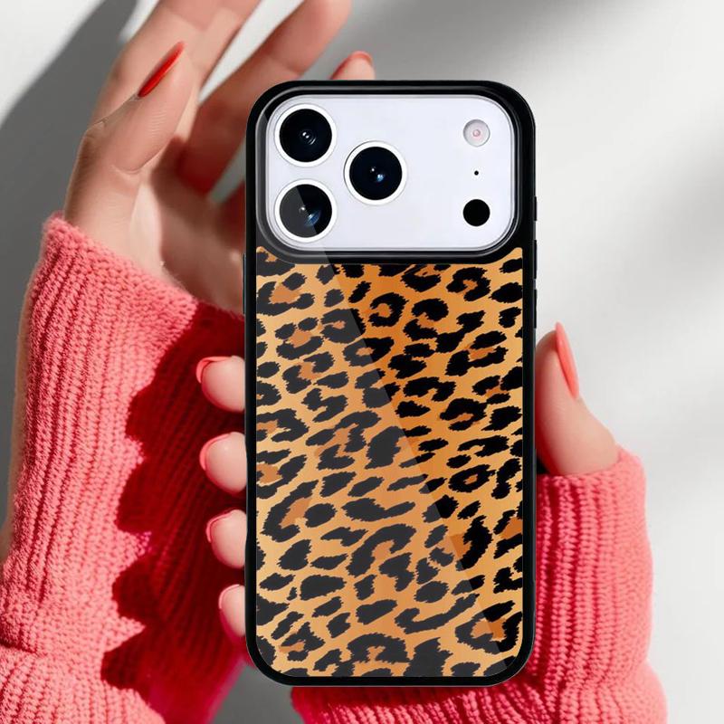 

Leopard Print Effect Texture Phone Case for iPhone 17 16 15 14 13 Pro Max Back Cover for 12 11 Pro Coque iPhone 13 Pro
