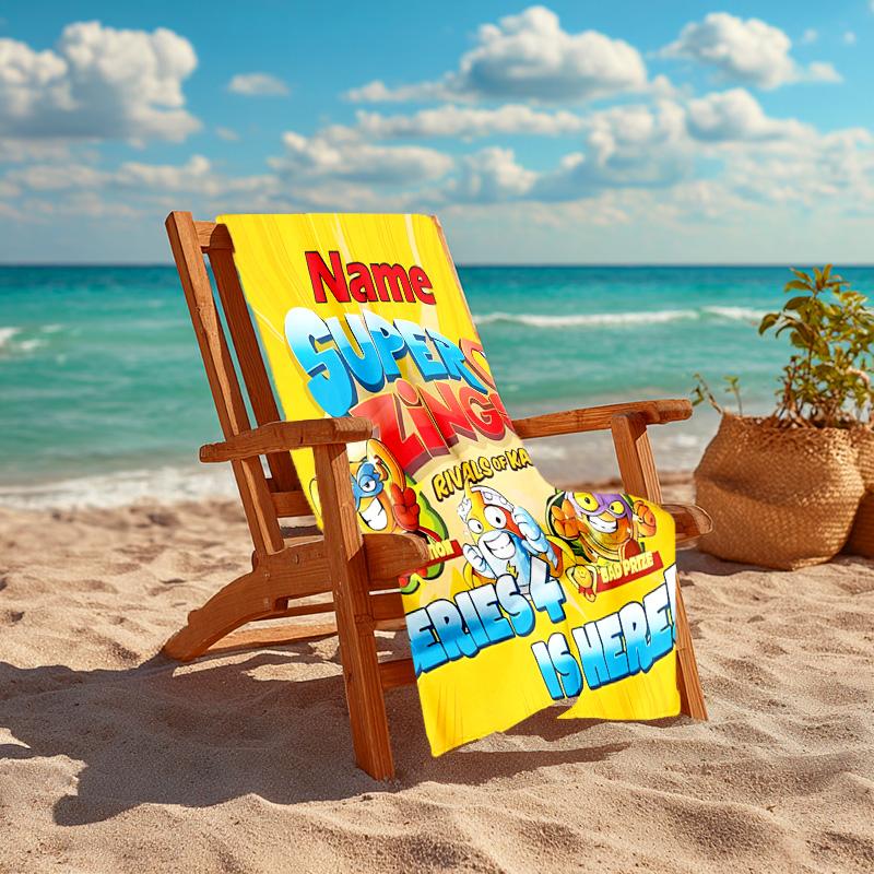 Personalized customized proof beach towel with SuperZings pattern - soft, absorbent,quick-drying,perfect swimming,camping&bathing