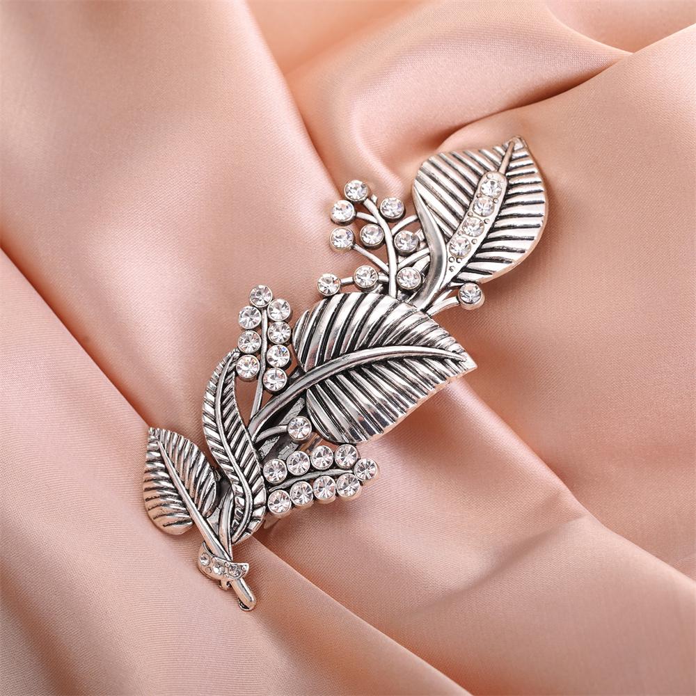 

My Shape Luxury Rhinestone Leaves Headwear Flower Barrettes Hairpin Hair Clips Headdress Alloy Wedding Bride Vintage Jewelry
