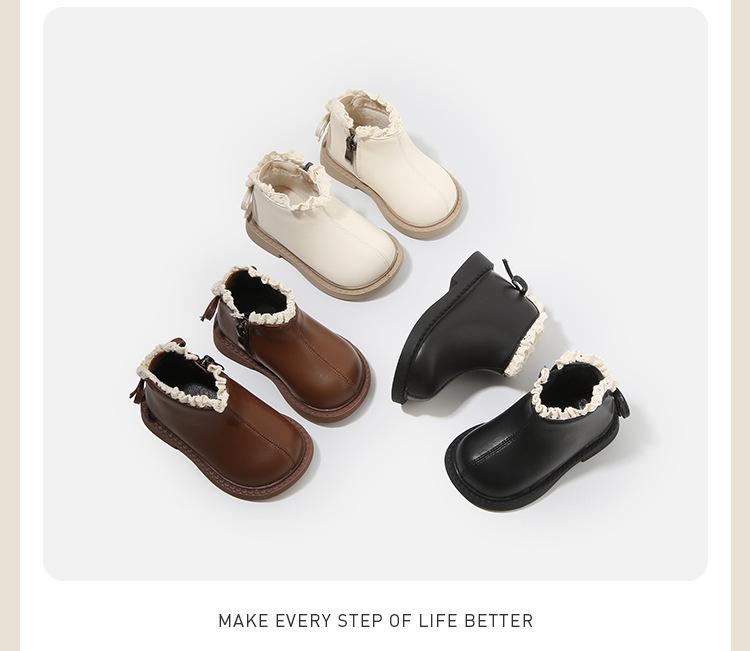 Autumn/Winter Infant & Girls' Leather and Cotton Boots, Korean Style