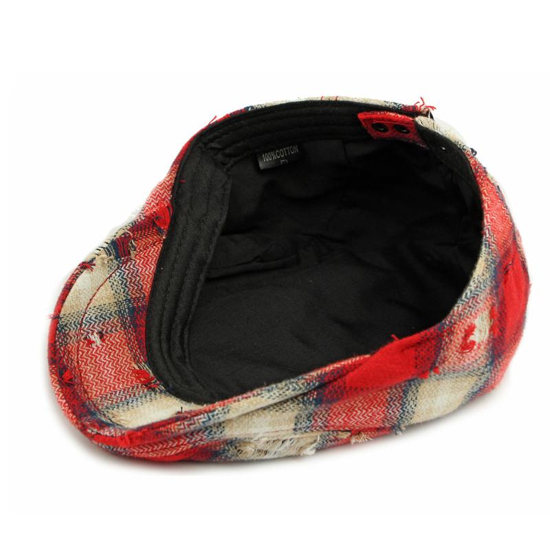 Ripple Cap Women Beret British Cap Men Retro Plaid Peaked Cap