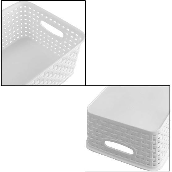 6-Pack White Storage Plastic Baskets, Plastic Weave Basket for Organizing