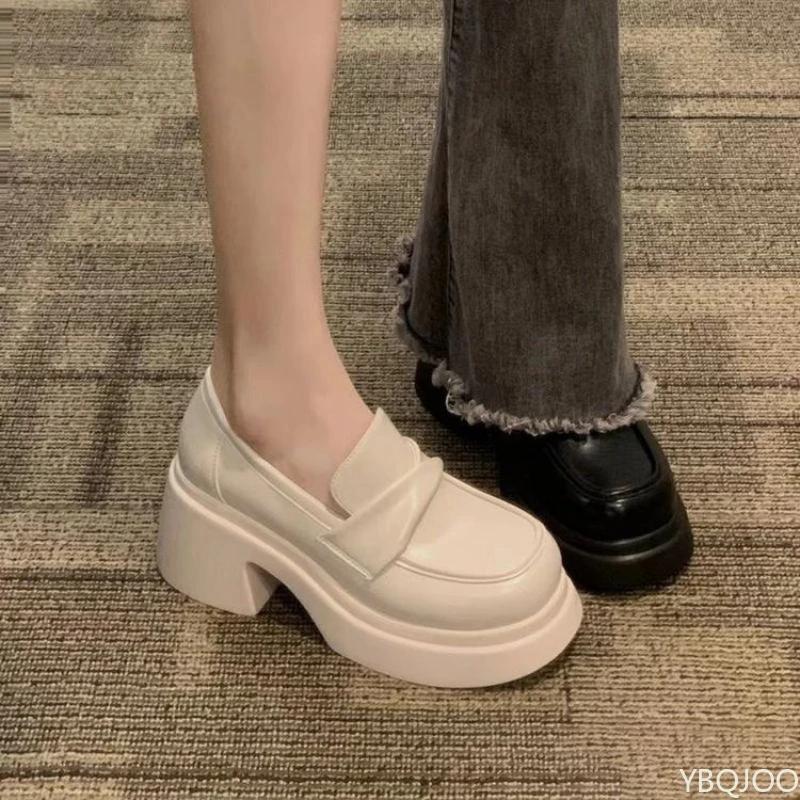 Fashion Retro British style loafers New Comfort Women's Shoes Fashion thick soled high heels Casual elegant ladies pumps Zapatos Mujer
