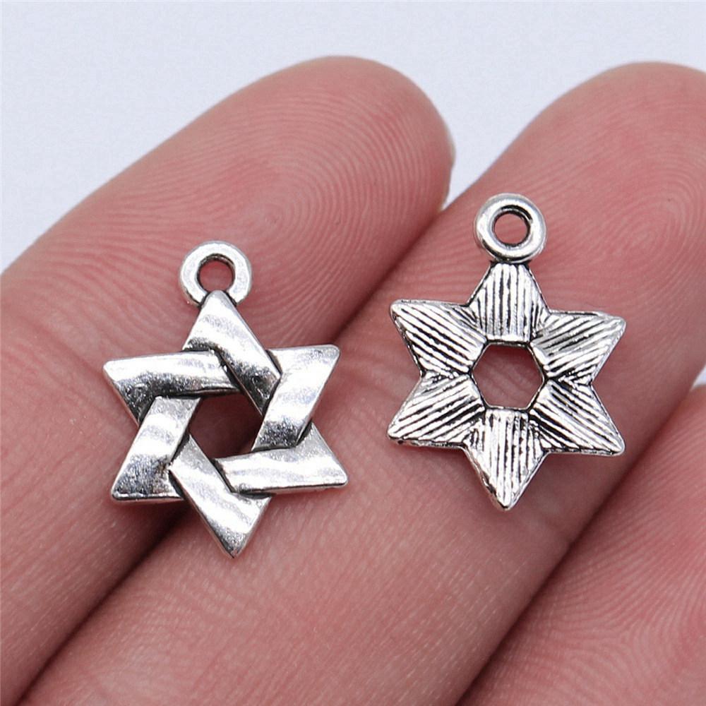Hexagram Star of David Amulet Charm Antique Bronze Zinc Alloy Jewelry Making Supplies Craft Supplies Jewelry Charms